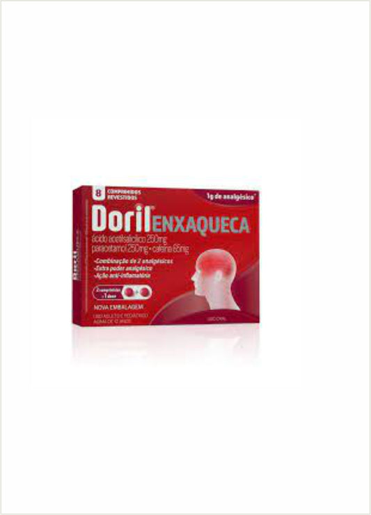 Doril Enxaqueca Ácido Acetilsalicílico 250mg + Paracetamol 250mg + Cafeína 65mg 8 comprimidos